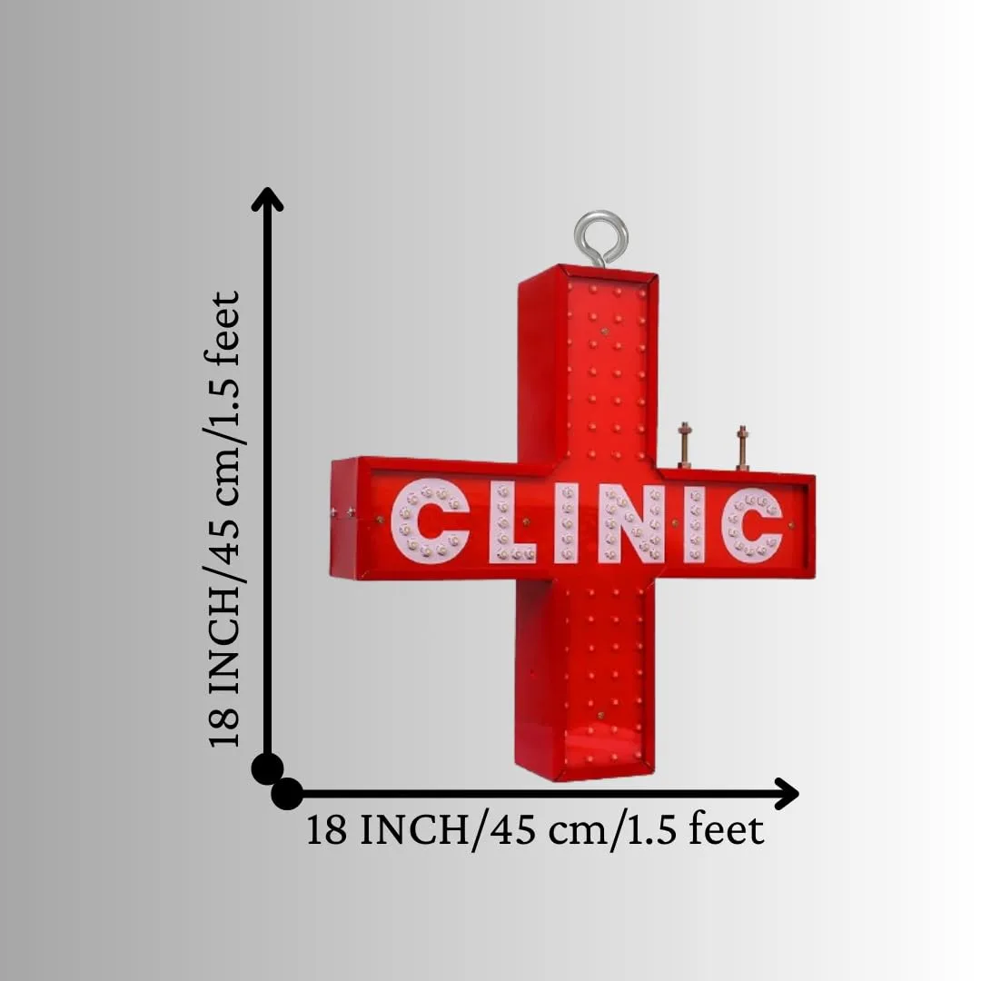 Clinic LED Sign Board Fully Lit