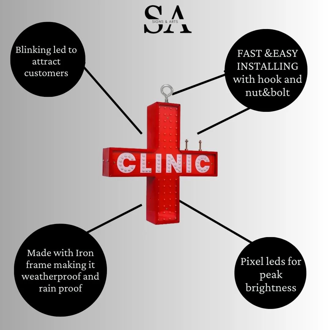 Clinic LED Sign Board Perspective View