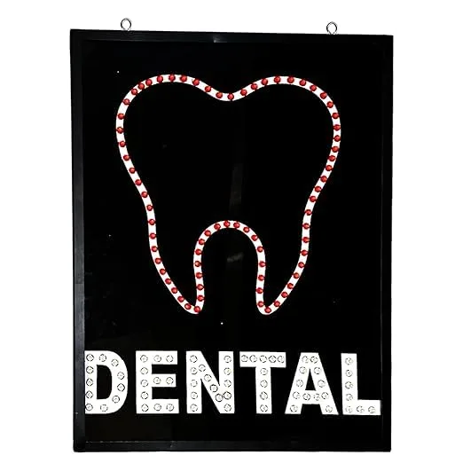 Dental LED Sign Board Lit Blue