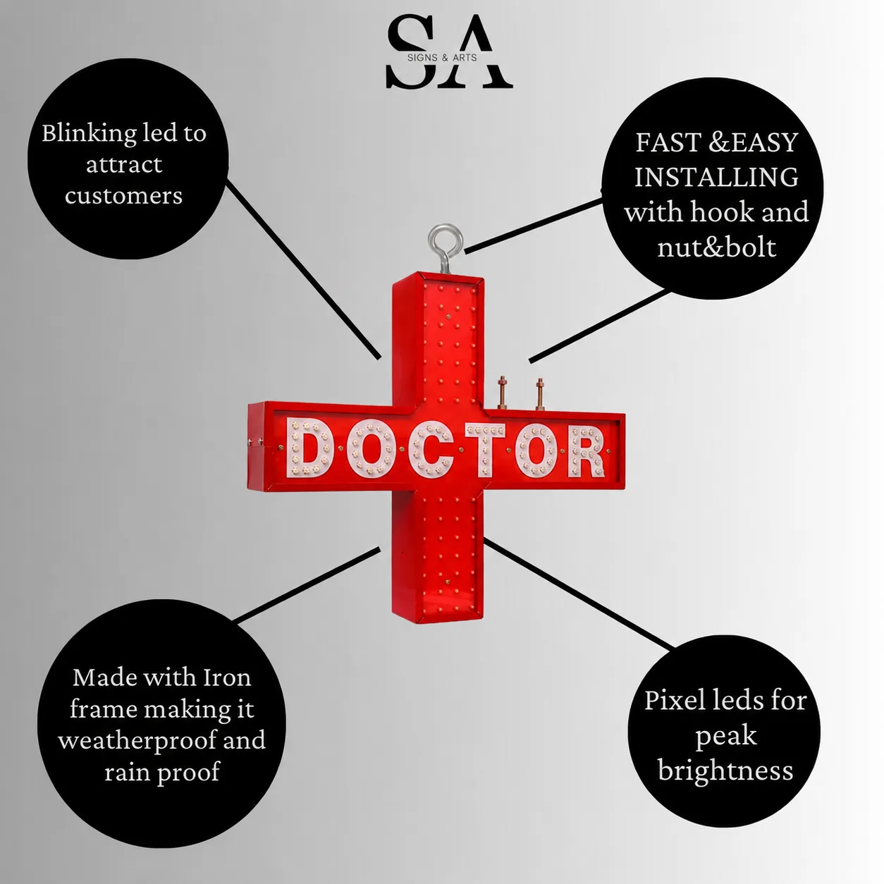 Doctor LED Sign Board Features