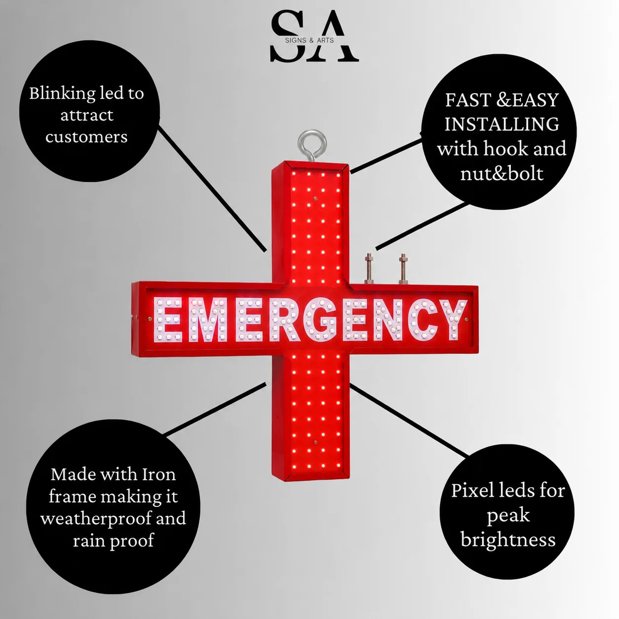 Emergency LED Sign Board Features