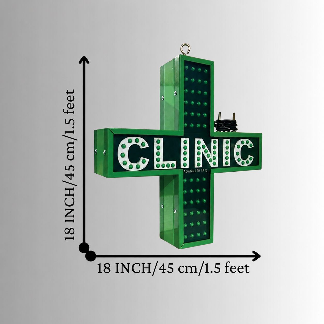 Green Clinic LED Sign Board Size