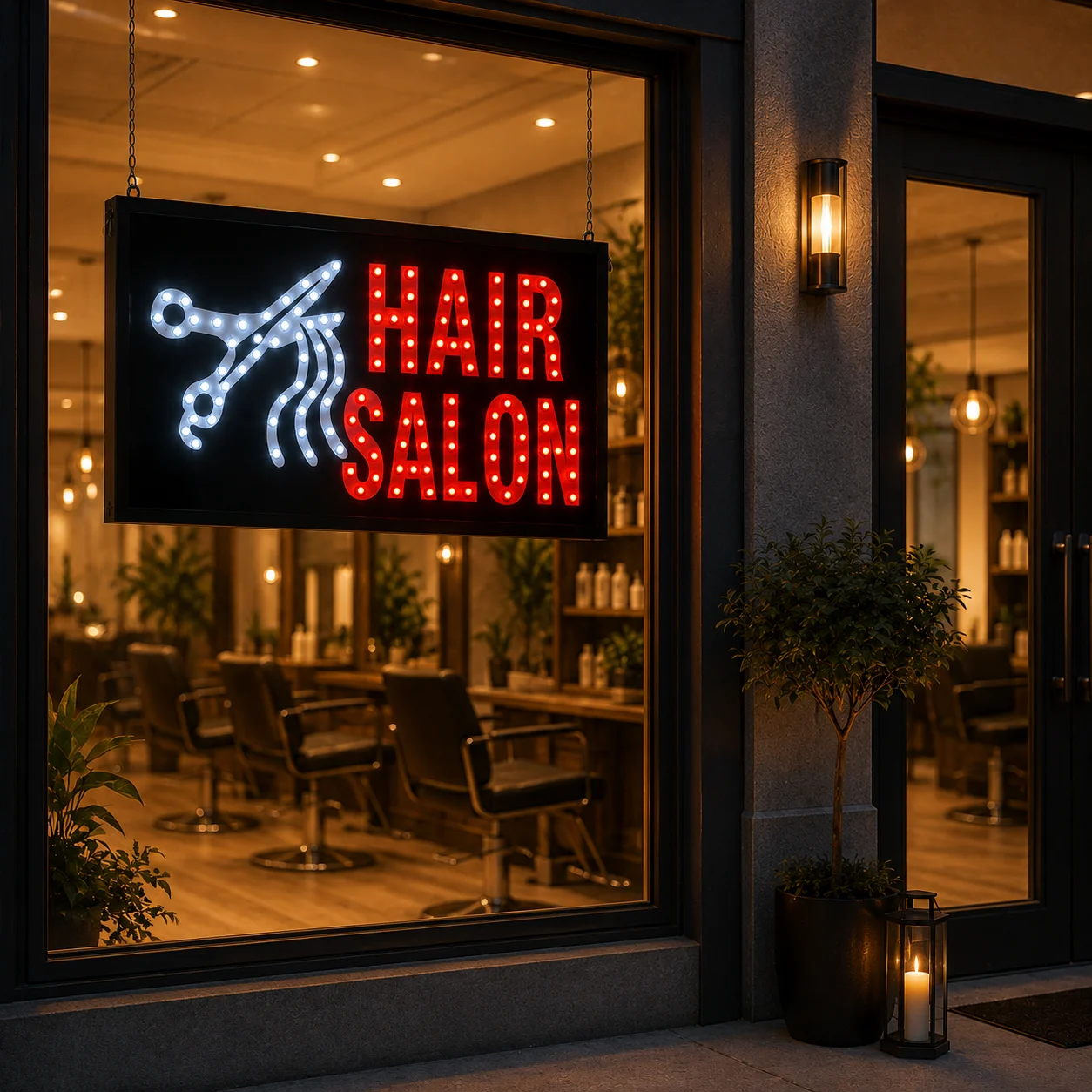 Hair Salon LED Sign Board Installed in Hair Salon