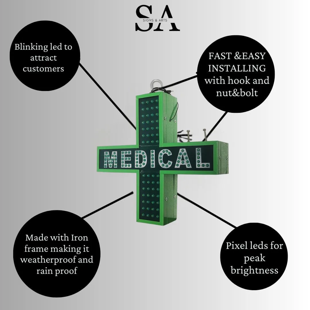 Medical Plus LED Sign Board Features