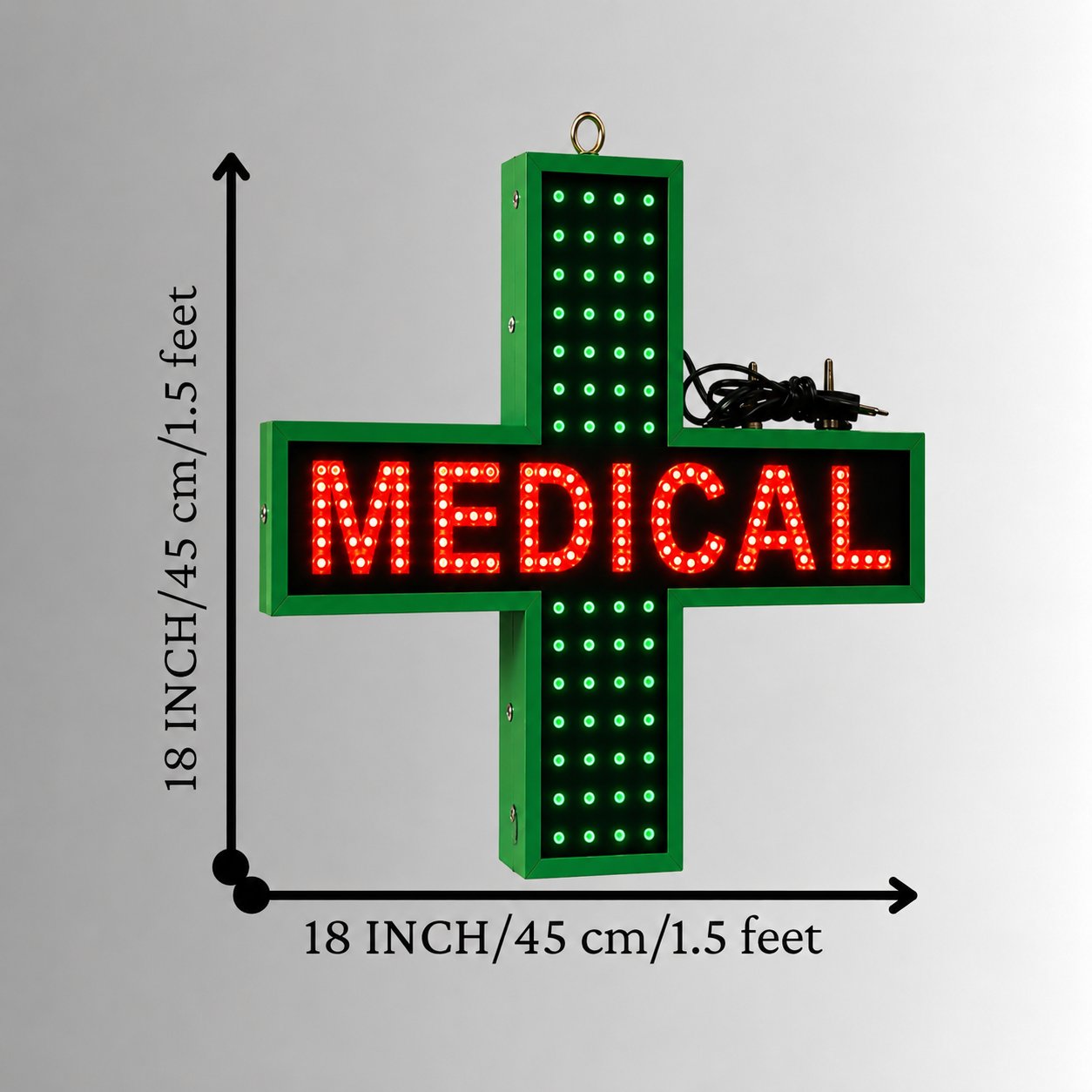 Medical LED Sign Board Red Green Size