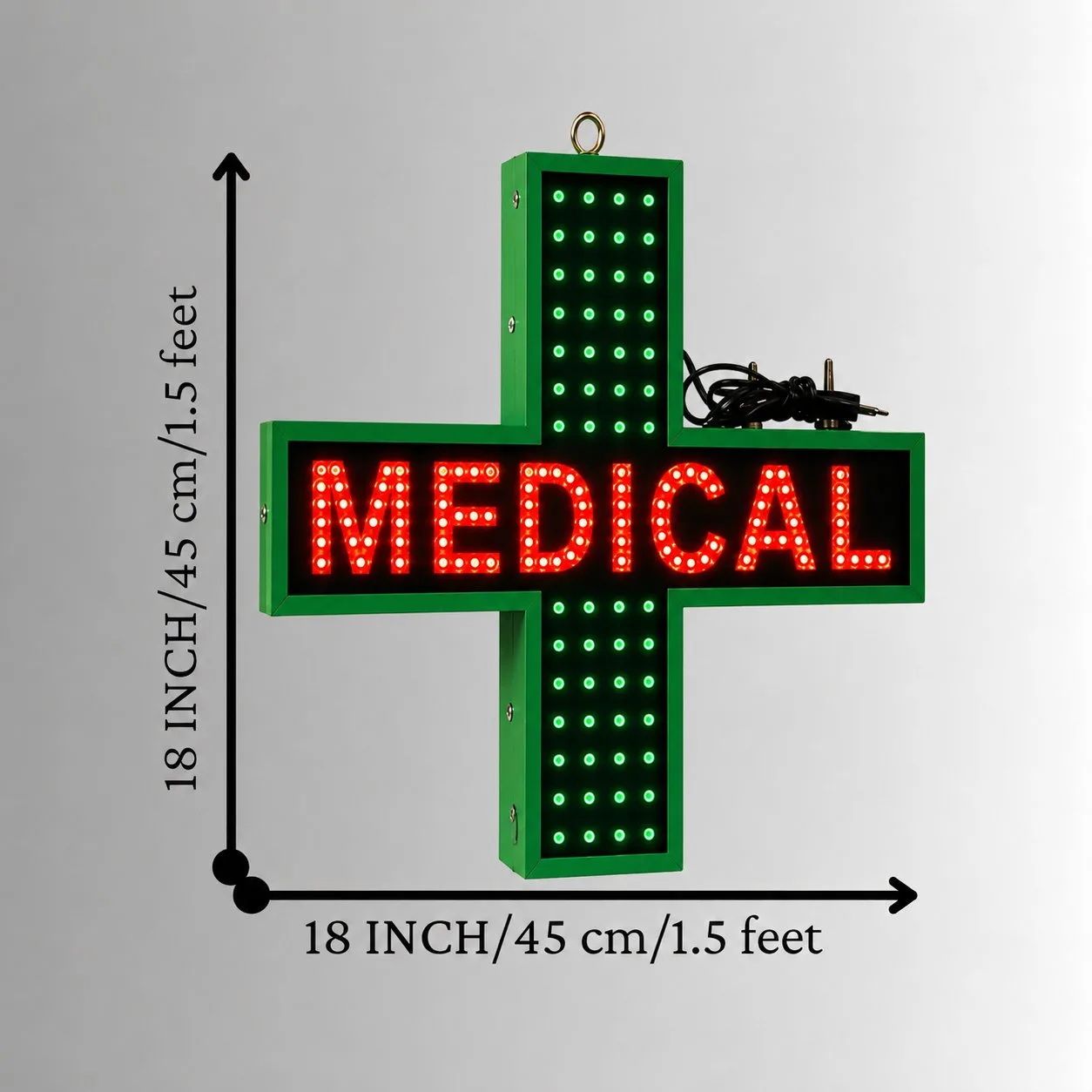 Medical LED Sign Board Red Green Size