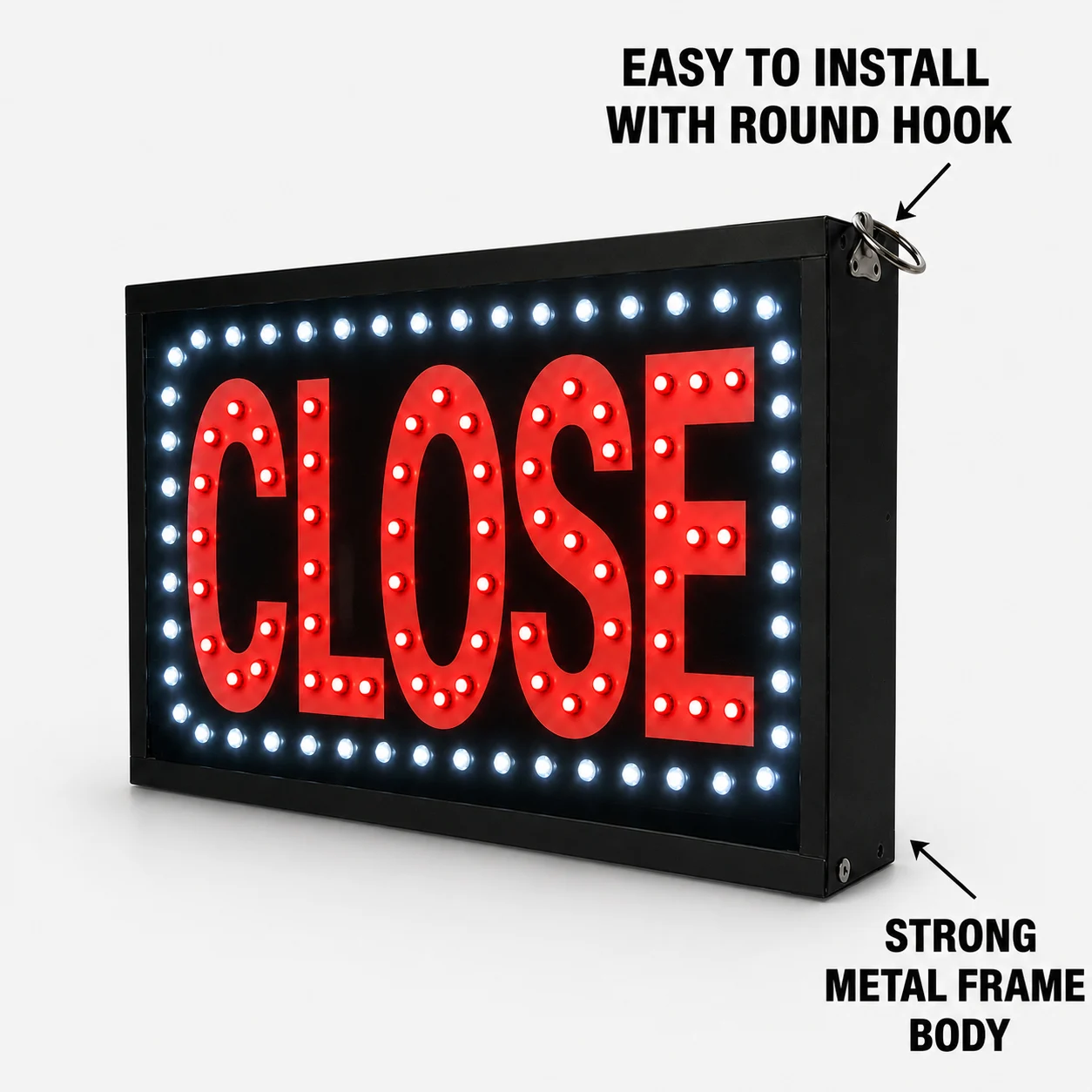 Close LED Sign Board Hook Mount Features