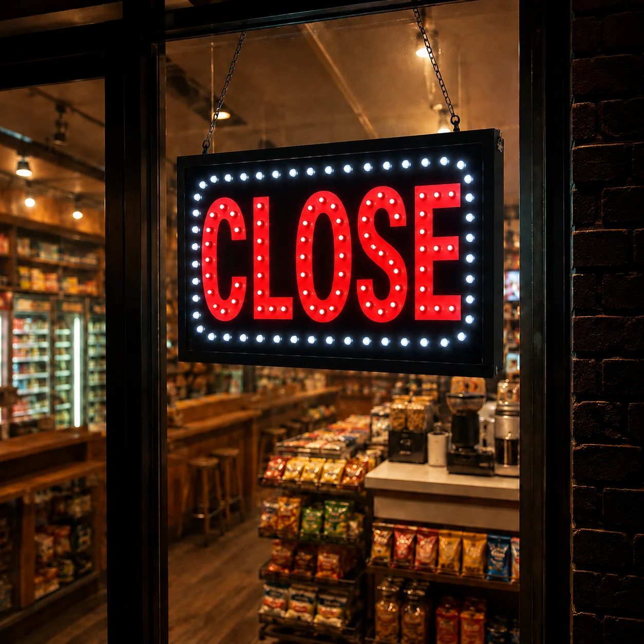 Close LED Sign Board Installed in Store