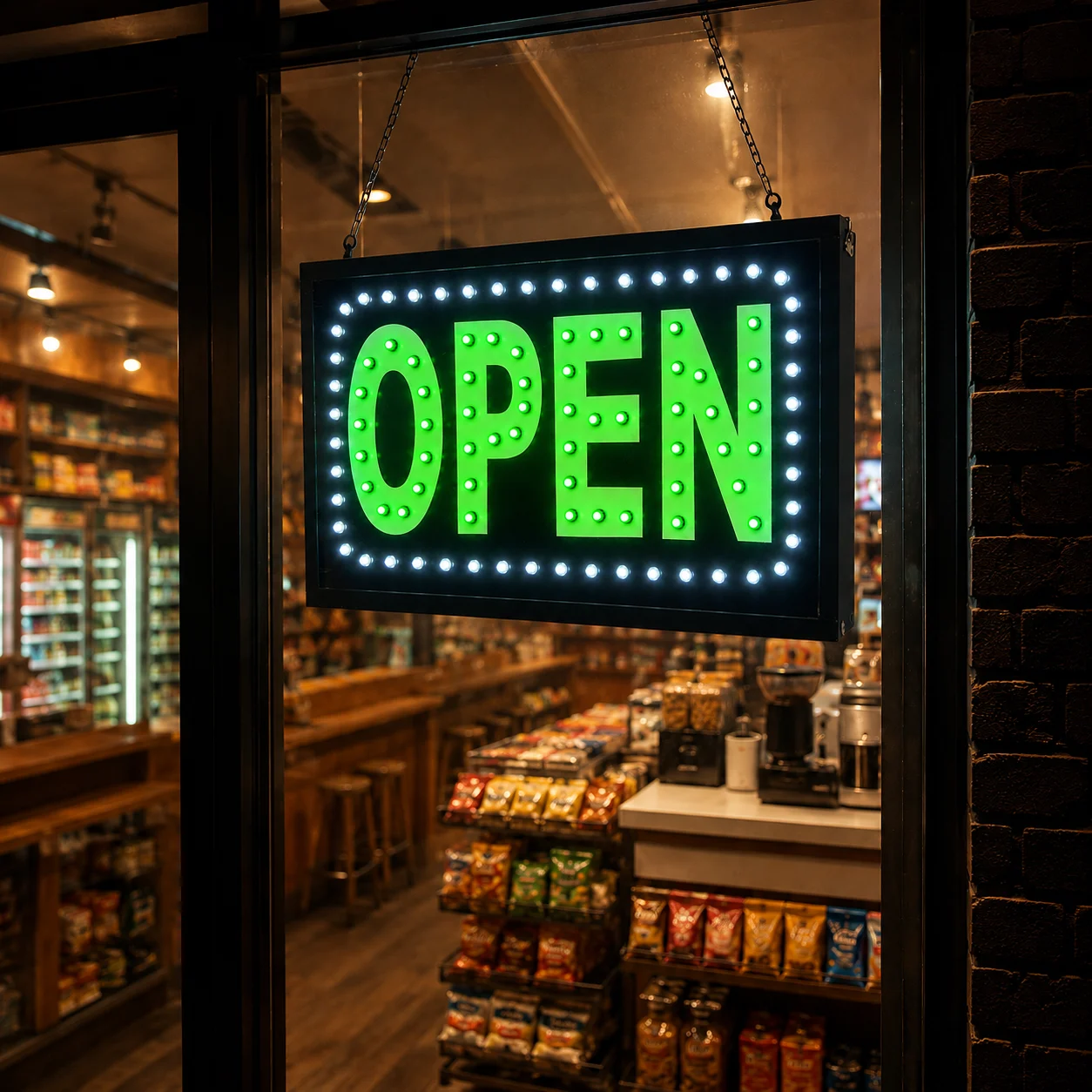 Open LED Sign Board Installed in Store