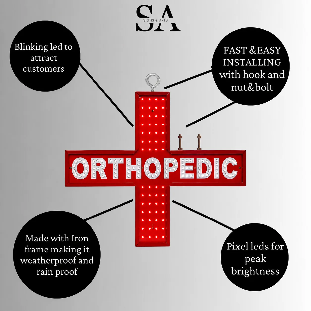 Orthopedic LED Sign Board Features