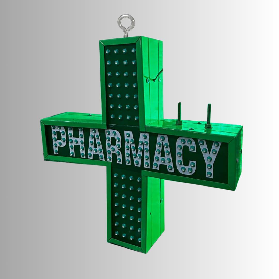 Pharmacy Plus LED Sign Board Green 18x18