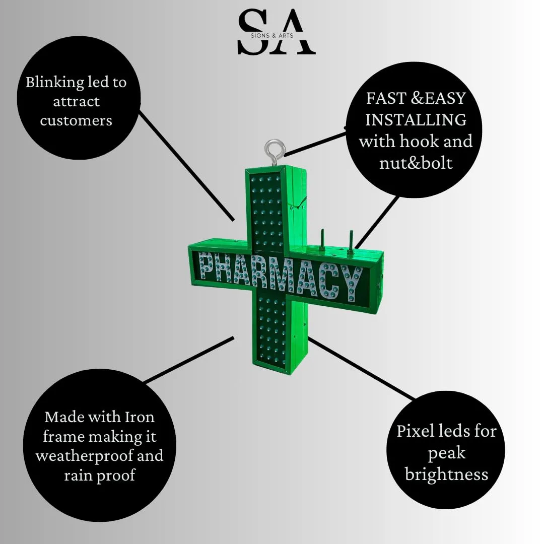 Pharmacy LED Sign Board Size