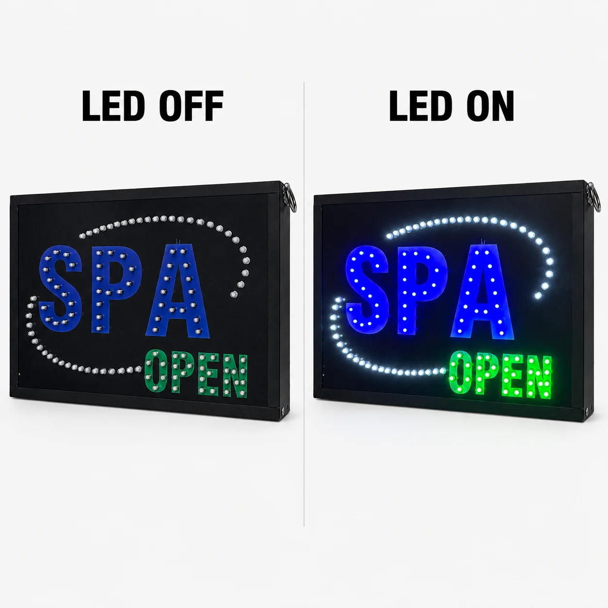 Spa Open LED Sign Board LED On Off Comparison