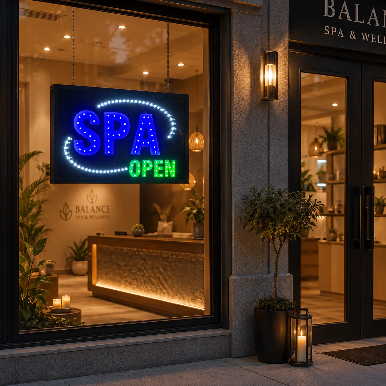 Spa Open LED Sign Board Installed in Spa & Salon