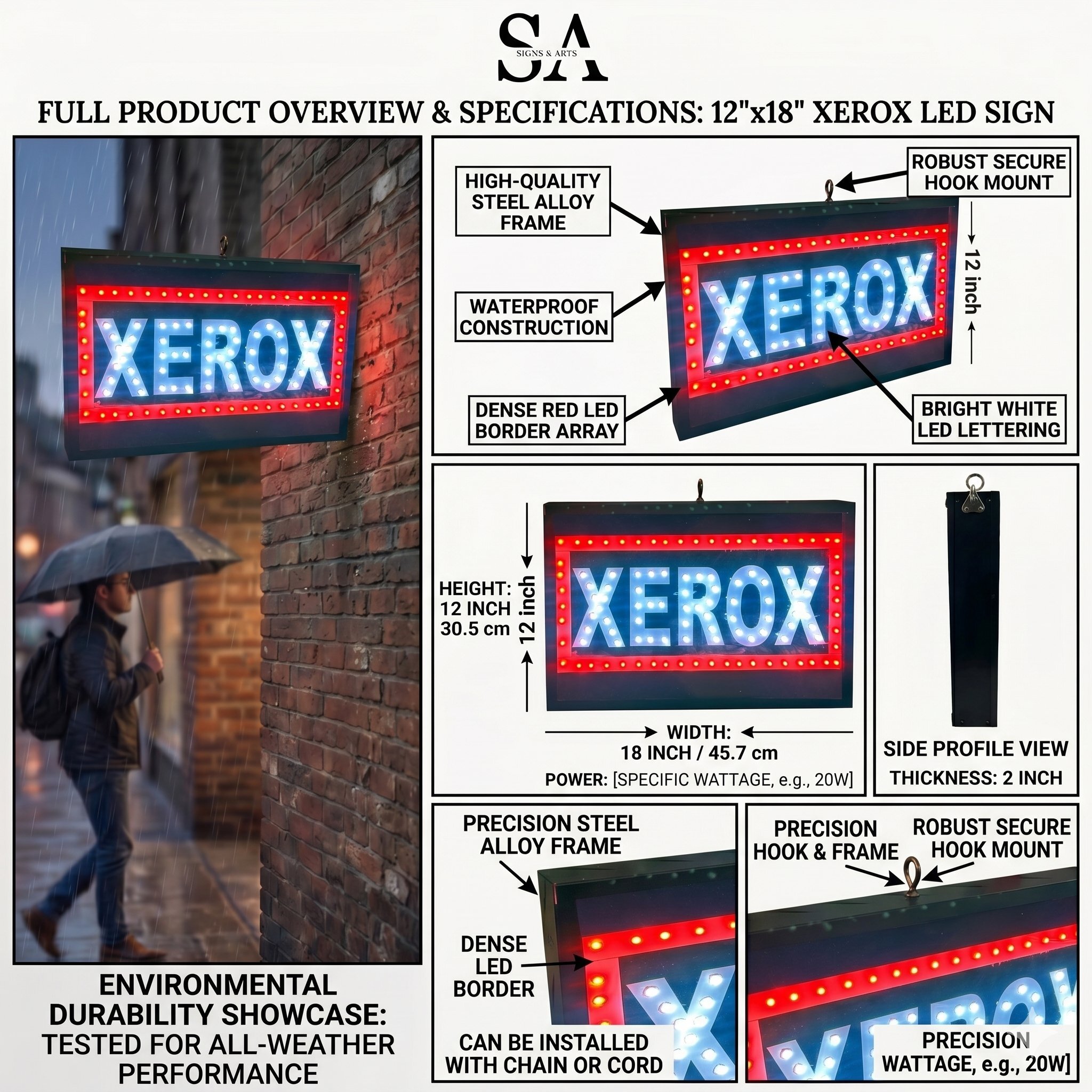 Xerox LED Sign Board Size 18x12 inch